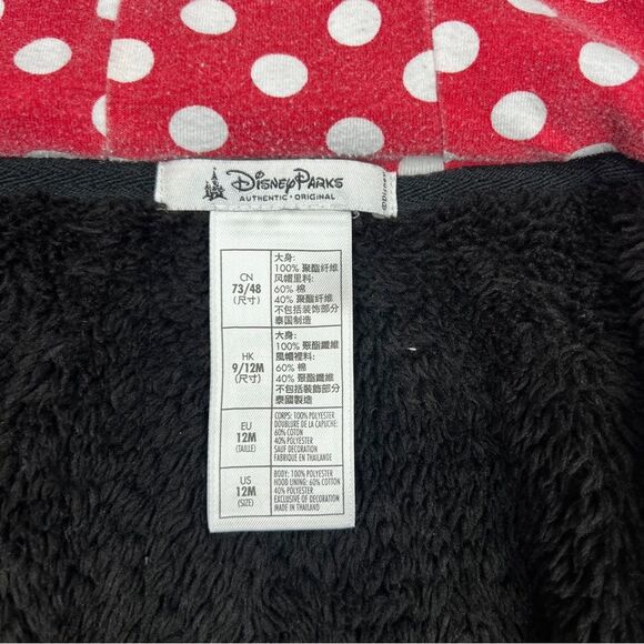 Disney Parks Fuzzy Fleece Minnie Zip Up Kids Hoodie Jacket Sweatshirt 12M - Picture 4 of 6